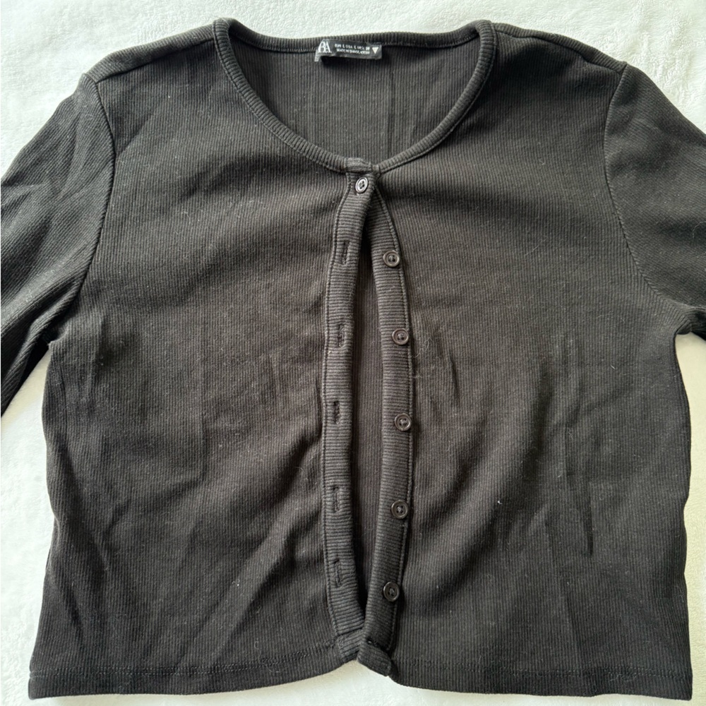 Zara Black Button-Up Cardigan